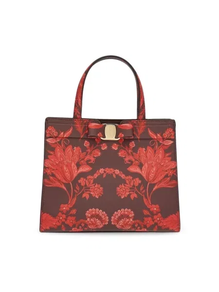 Shopperka Ferragamo skórzana brązowa