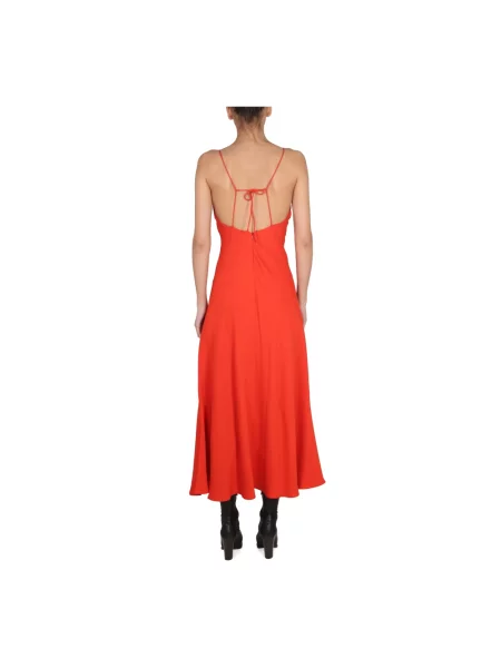 Sukienka maxi Stella Mccartney z dekoltem w serek czerwona