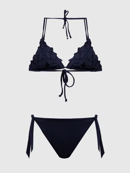 Купальник з квітковою нашивкою Twinset синій