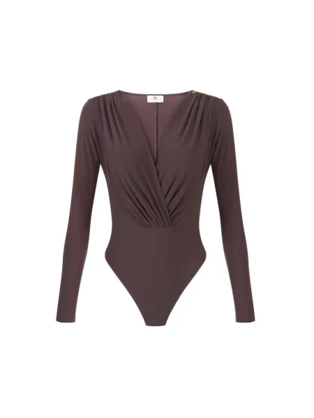 Koszulka Elisabetta Franchi ze stretchu brązowa