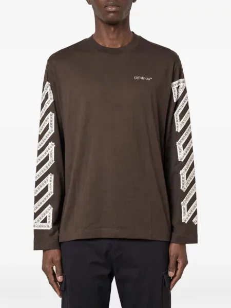 Lung tricou Off-white cu imagine alb