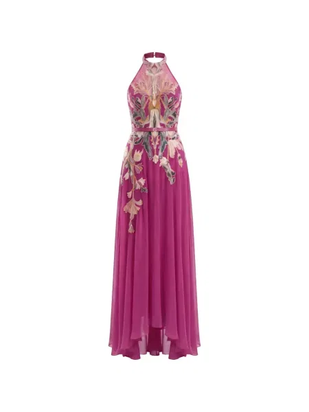 Rochie maxi Saiid Kobeisy cu gât halter roz