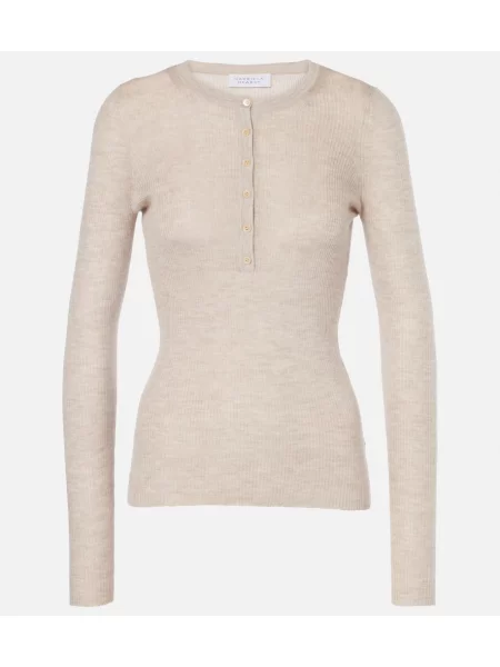 Cămașă Gabriela Hearst de mătase cu guler henley bej