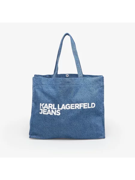 Torebka Karl Lagerfeld Jeans z autografem niebieska