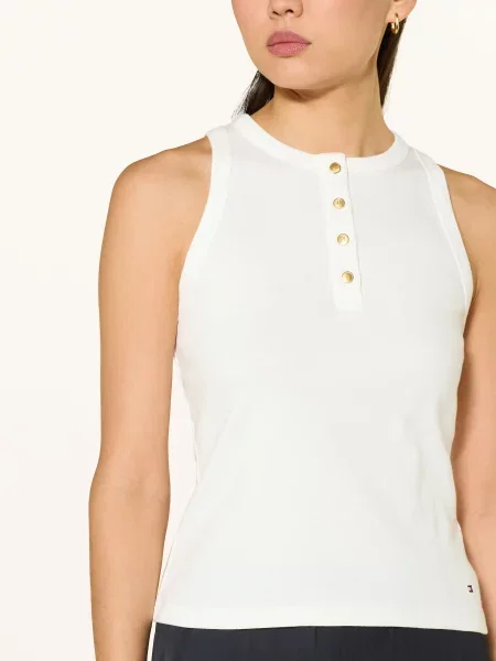 T-shirt o kroju slim fit z czystej bawełny Tommy Hilfiger biała