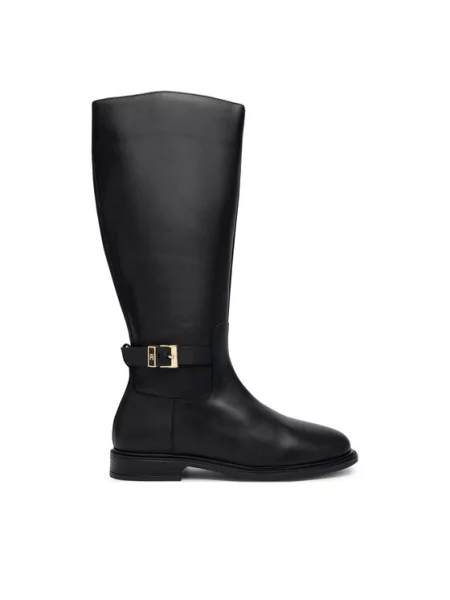 Tommy Hilfiger Kozaki Th Buckle Leather Knee Boot czarny