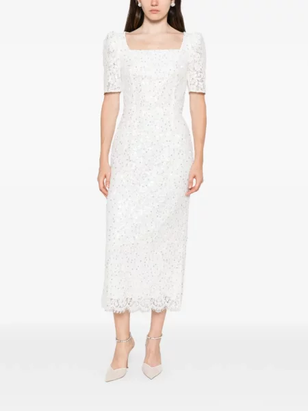 Rochie Adamaris cu broderie din dantelă alb
