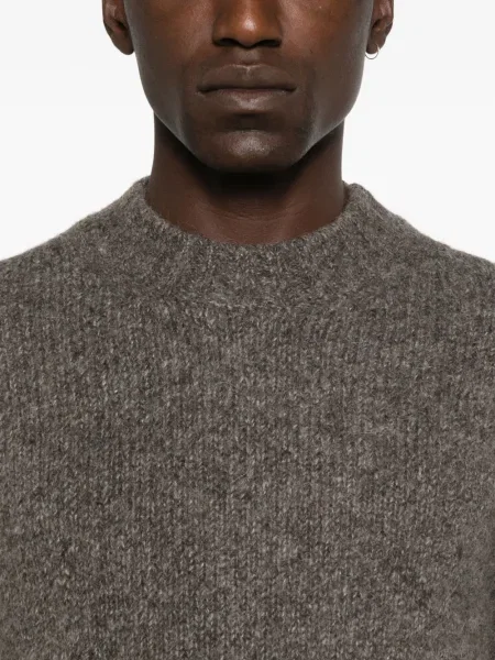 Pulover Emporio Armani de lână cu decolteu rotund maro