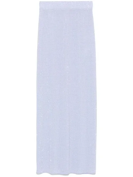 Fustă midi Alex Perry din jerseu de cristal până la genunchi albastru