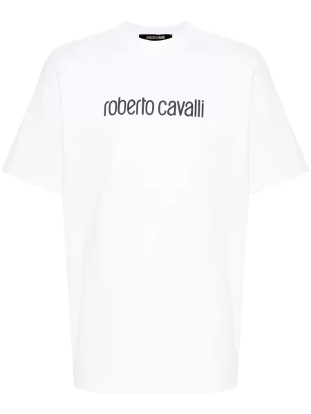 Tricou Roberto Cavalli cu imagine alb