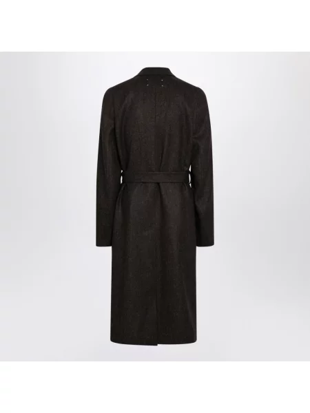 Płaszcz Maison Margiela wełniany w jodełkę brązowy