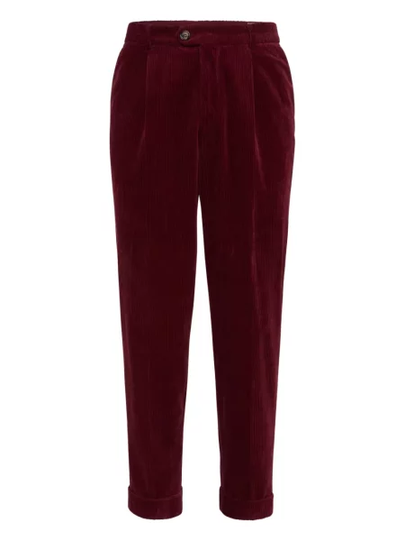 Plisované zúžené kalhoty Brunello Cucinelli červené