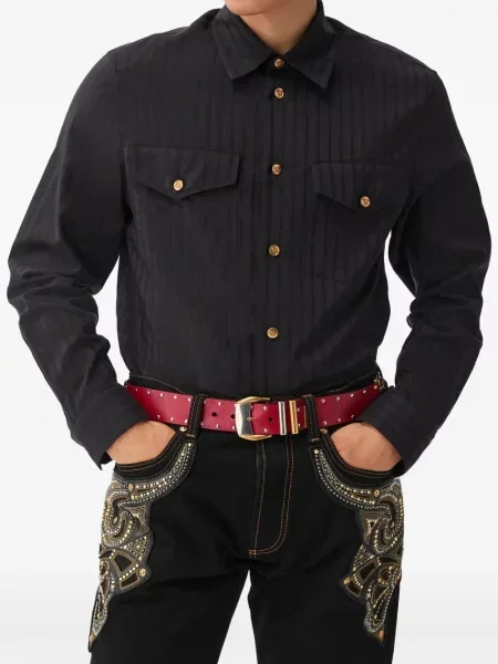 Cămașă Versace de mătase negru