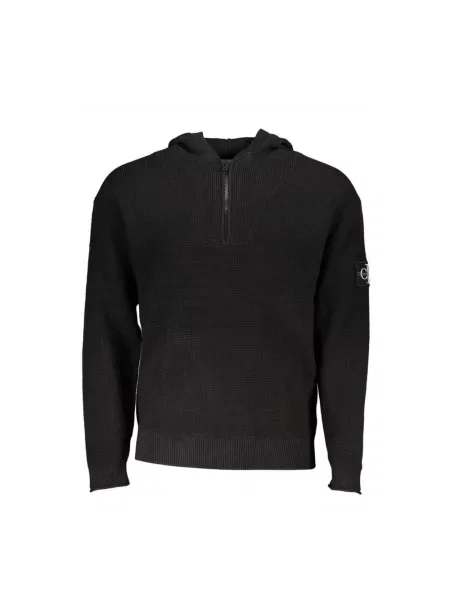 Sweter Calvin Klein z kapturem z autografem elegancki czarny
