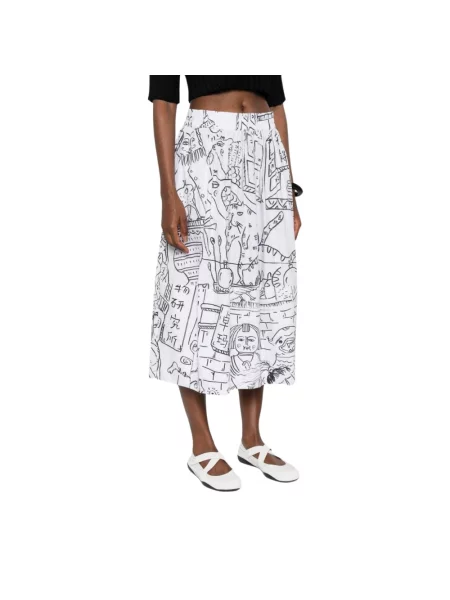 Spódnica midi Talking Walls w kształcie litery A biała