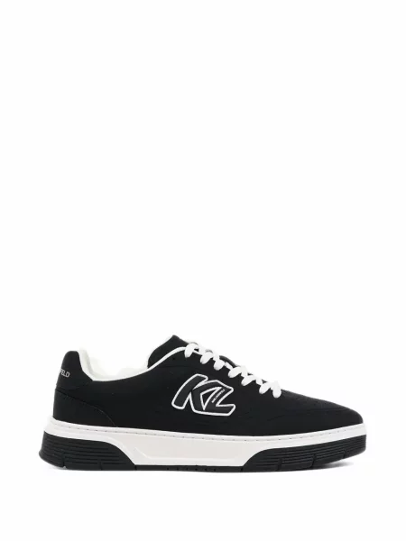 Sneakerși Karl Lagerfeld cu șireturi din dantelă cu autograf negru