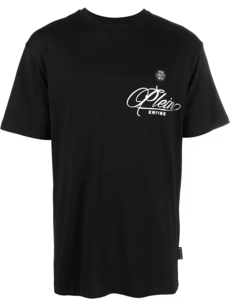 Tricou Philipp Plein cu imagine scurt negru