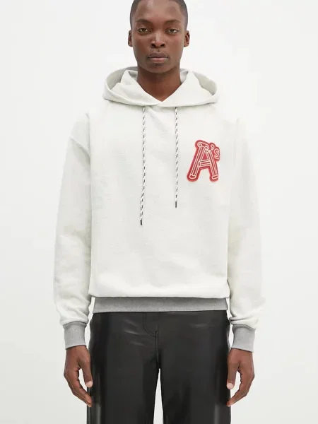 Кофта Aries Reverse Column A Hoodie з капюшоном з аплікацією сірий