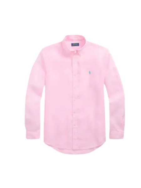 Polo Ralph Lauren Koszule Mężczyzna S lniana koszula sportowa z długim rękawem różowy