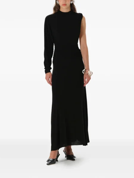 Rochie maxi Manuri cu un umăr gol de costum negru