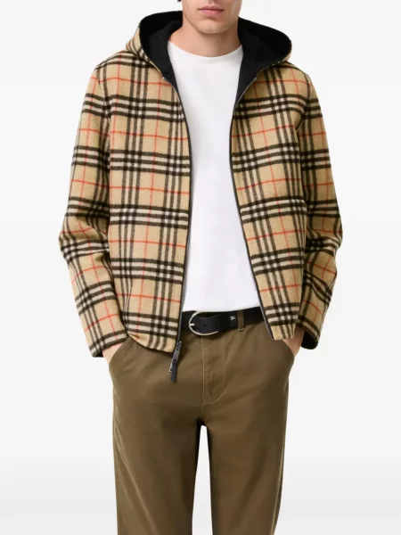 Geacă Burberry de lână cu glugă negru