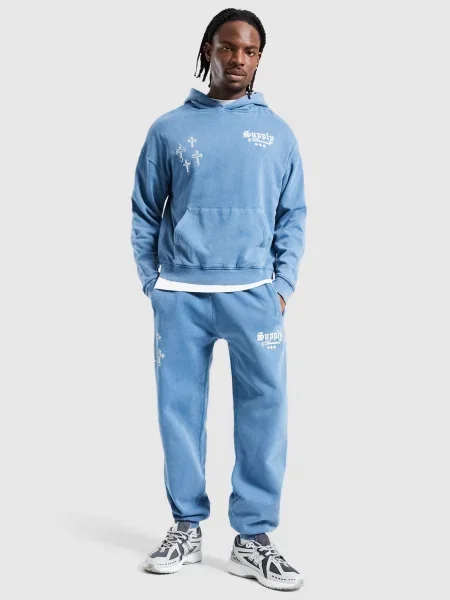 Supply&demand Bluza Z Kapturem Crosses niebieska