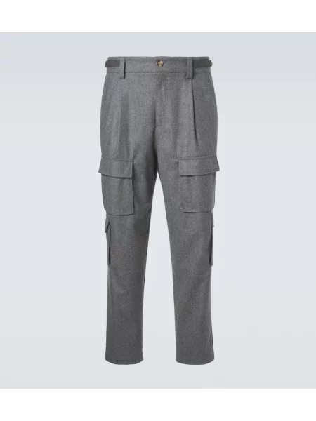 Pantaloni cargo Brunello Cucinelli de lână gri