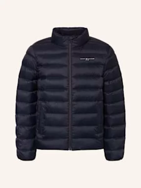 Tommy Hilfiger Péřová Bunda tmavě modrá bílá