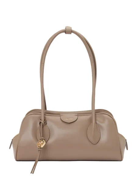Calvin Klein Kabelka Emblem Trio Shoulder Bag Béžová hnedá