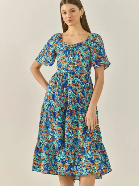 Bianco Lucci Rochie de vară albastru cobalt / verde mentă / portocaliu închis negru