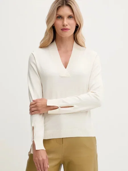 Pulover United Colors of Benetton lagane bež