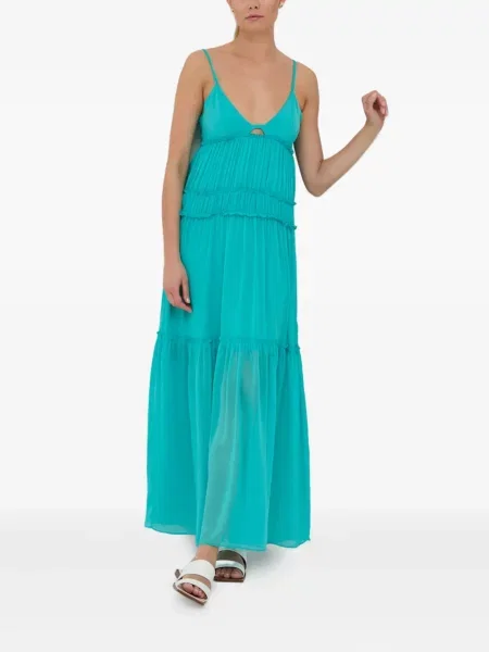 Rochie maxi Patrizia Pepe cu volane de costum albastru