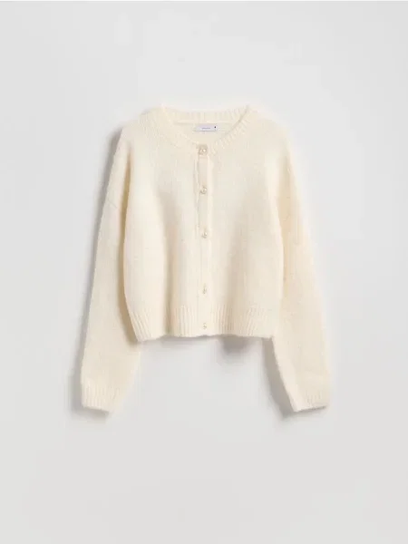 Reserved Cardigan cu decorativi crem