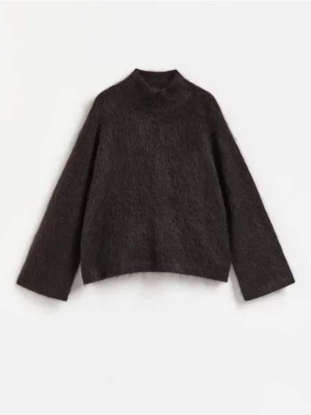 Reserved Pulover cu amestec de mohair negru-antracit negru