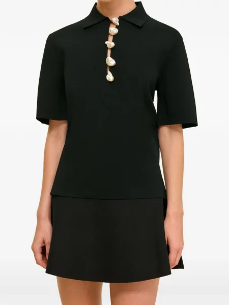 Top Cult Gaia cu perle negru