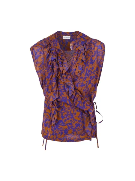 Bluzka Dries Van Noten w abstrakcyjne wzory wiązana