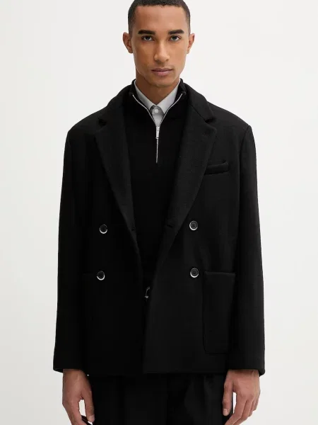 BARENA VENEZIA palton de lână Capospalla Molena negru