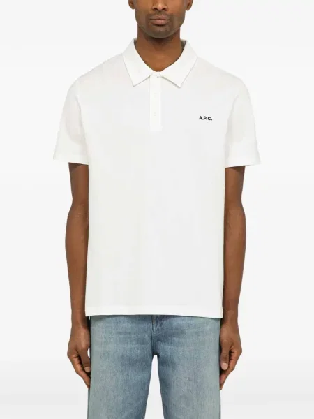 Tricou polo A.p.c. cu autograf alb