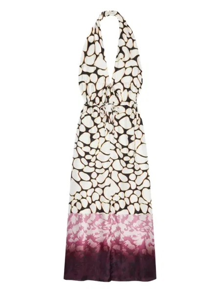 Sukienka maxi Dries Van Noten z nadrukiem w abstrakcyjne wzory garniturowa