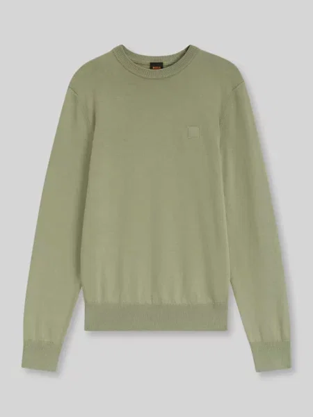 Sweter w kroju regular fit z mieszanki bawełny i kaszmiru model Kanovano_S' Boss Orange zielony