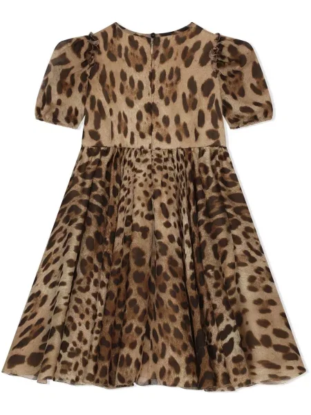 Sukienka midi dziecięca Dolce And Gabbana brązowa