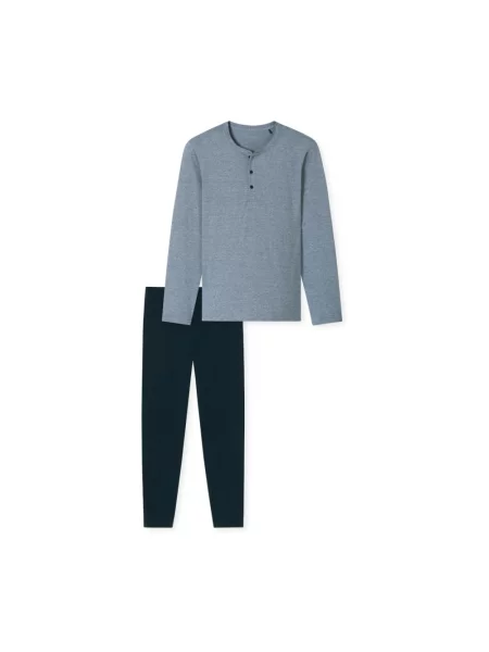 Schiesser Piżama Casual Essentials blau biała