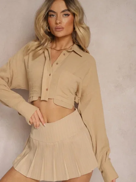 Cămașă Casual Scurtă cu Tiamavona bej