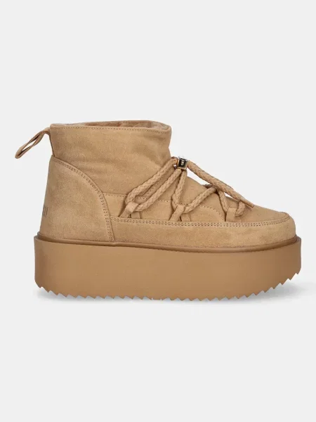 Замшевые классические сапоги Inuikii на платформе бежевые