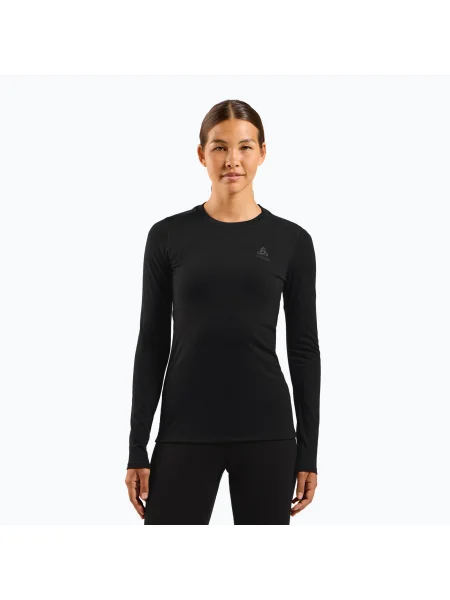 Longsleeve termoactiv pentru femei ODLO Merino Bl Top Crew Neck black negru