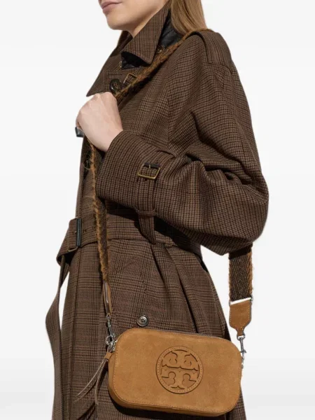 Τσάντα χιαστί Tory Burch σουέτ καφέ