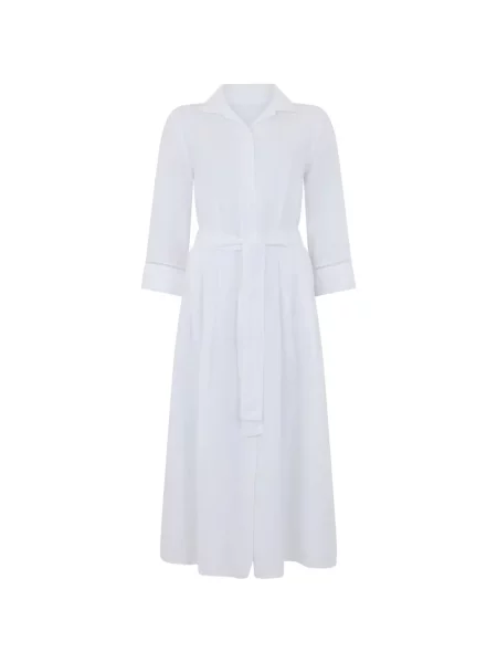 Rochie midi 120% Lino până la genunchi de costum alb