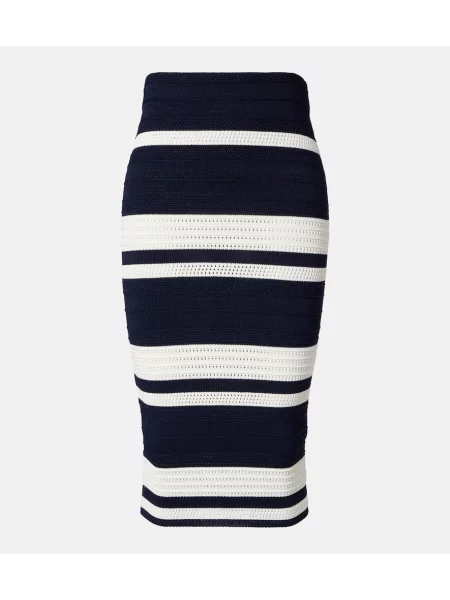 Fustă tip creion Ralph Lauren Collection cu dungi tricotate albastru