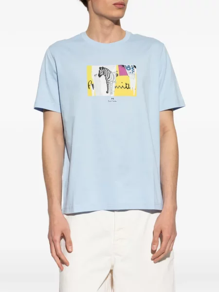 Tricou Ps Paul Smith cu imagine cu model zebră albastru
