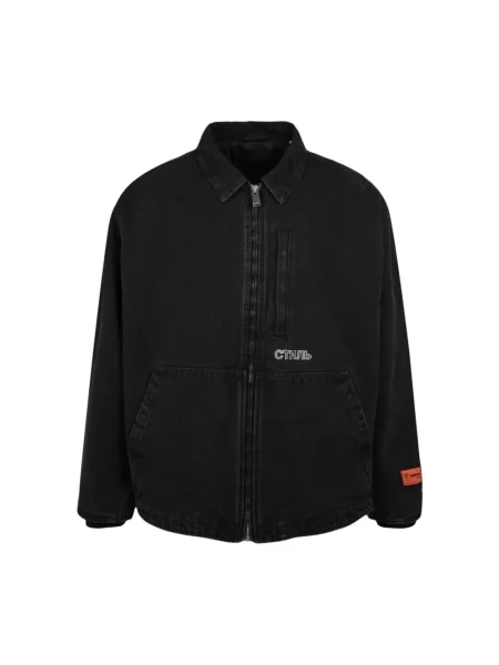 Lniana kurtka Heron Preston z logo czarna